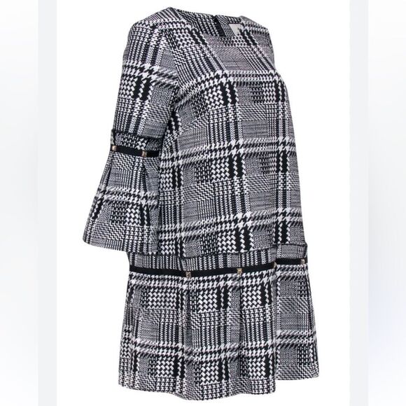 Prose & Poetry Navy Blue & White Plaid Drop Waist Shift Dress Size M - Picture 3 of 14